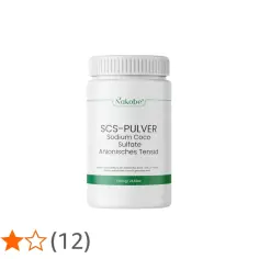 Biały pojemnik z zielonym paskiem, zawierający proszek SCS-PULVER Sodium Coco Sulfate. Produkt jest anionowym środkiem powierzchniowo czynnym.